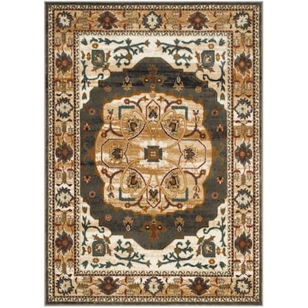 Flowers First 5 ft. 1 in. x 7 ft. 6 in. Summit Power Loomed Area Rug, Grey & Ivory - Medium Rectangle FL2149543